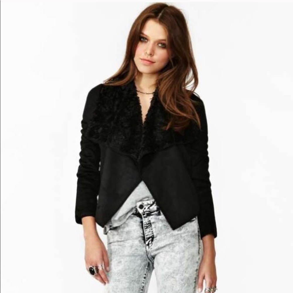 New Piko 1988 Nasty Gal faux fur lined jacket - Picture 2 of 3